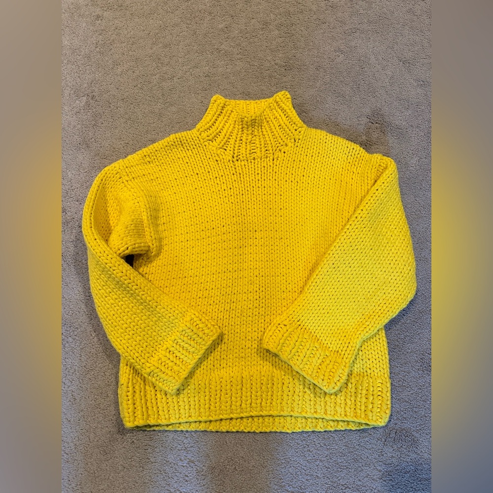Yellow chunky knit oversized sweater by Tory Burch Sport, size XS